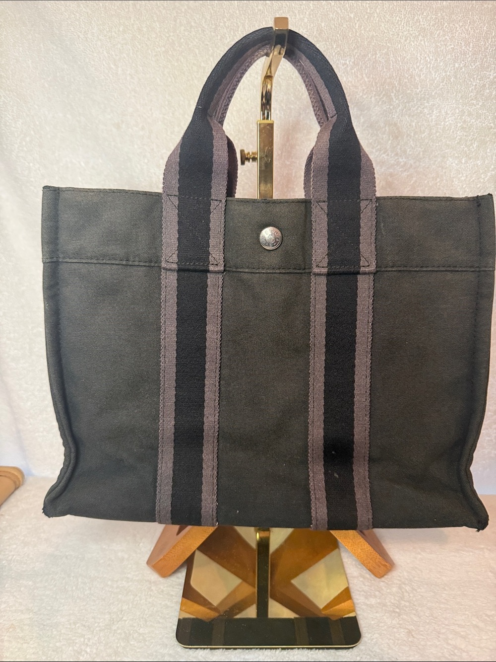 Hermès Fourre Tout PM Tote Gray/Black Canvas